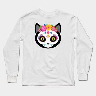 Skull Cat Design Long Sleeve T-Shirt